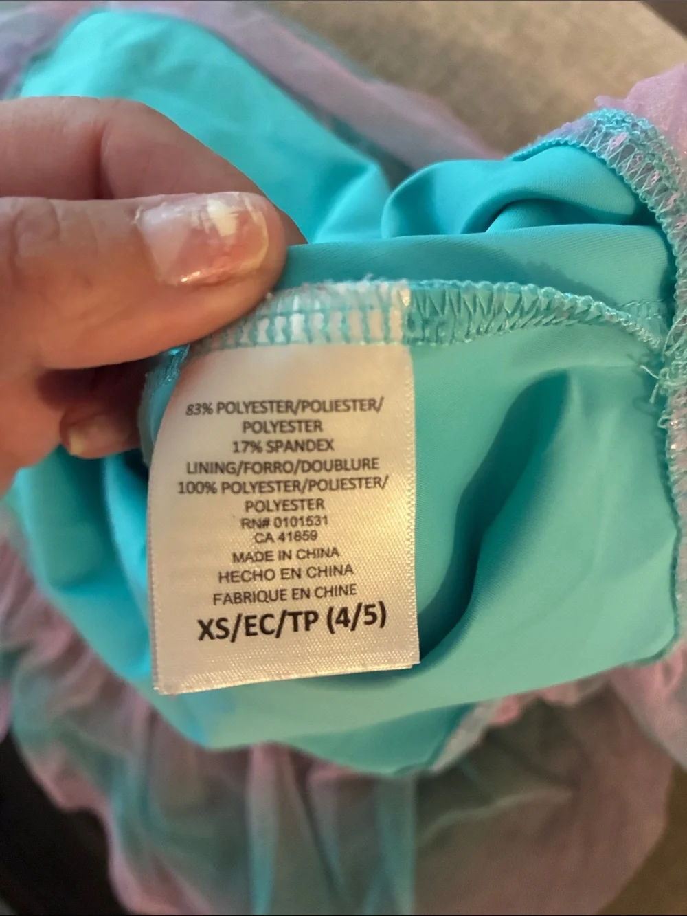 Girls Disney Little Mermaid Aqua Mermaid-Scale Skirt w/ Tulle Ruffle hem